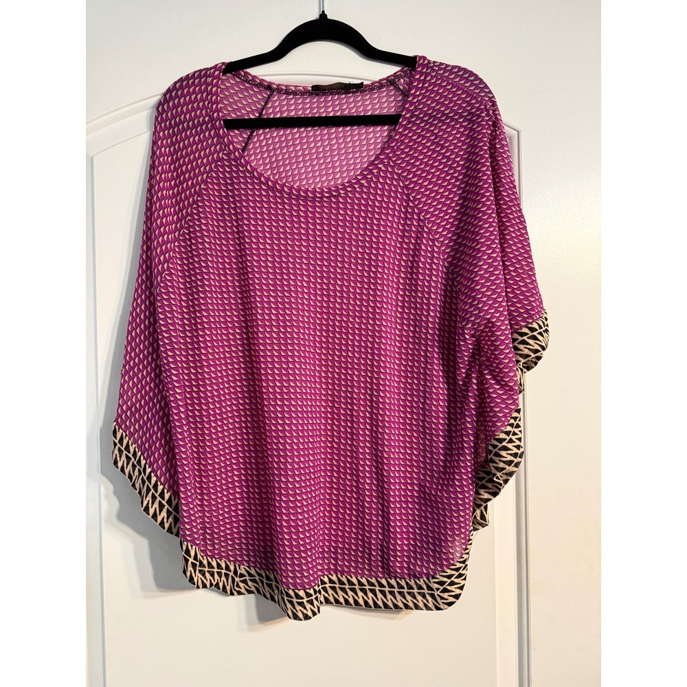 The Limited Poncho Top Medium Magenta Geometric Dolman Boho Chic Flowy